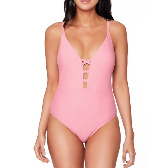 Jessica Simpson Other - Jessica Simpson Lace Up Plunge Swimsuit